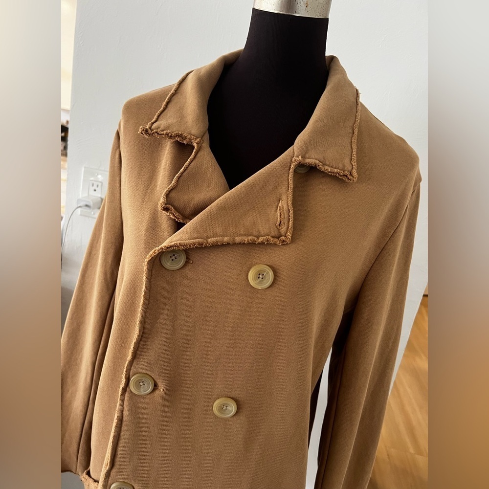 Frank & Eileen Belfast Sweatshirt Trench Coat in Camel Tan Womens Large - Picture 9 of 12